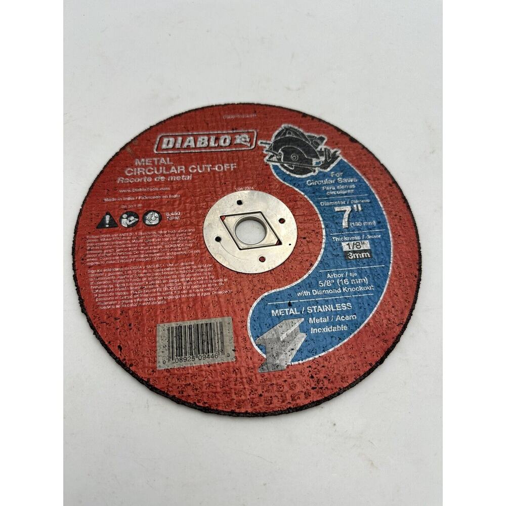 Diablo 7 in. D X 5/8 in. S Aluminum Oxide Metal Circular Cut-Off Disc 1 pk